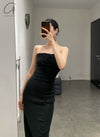 Marc Le Bihan 21915 Silk Shrinkage Stretch One-Piece Dress Collection French High-Level Handmade MLB-21942-HEI Black PMLB4